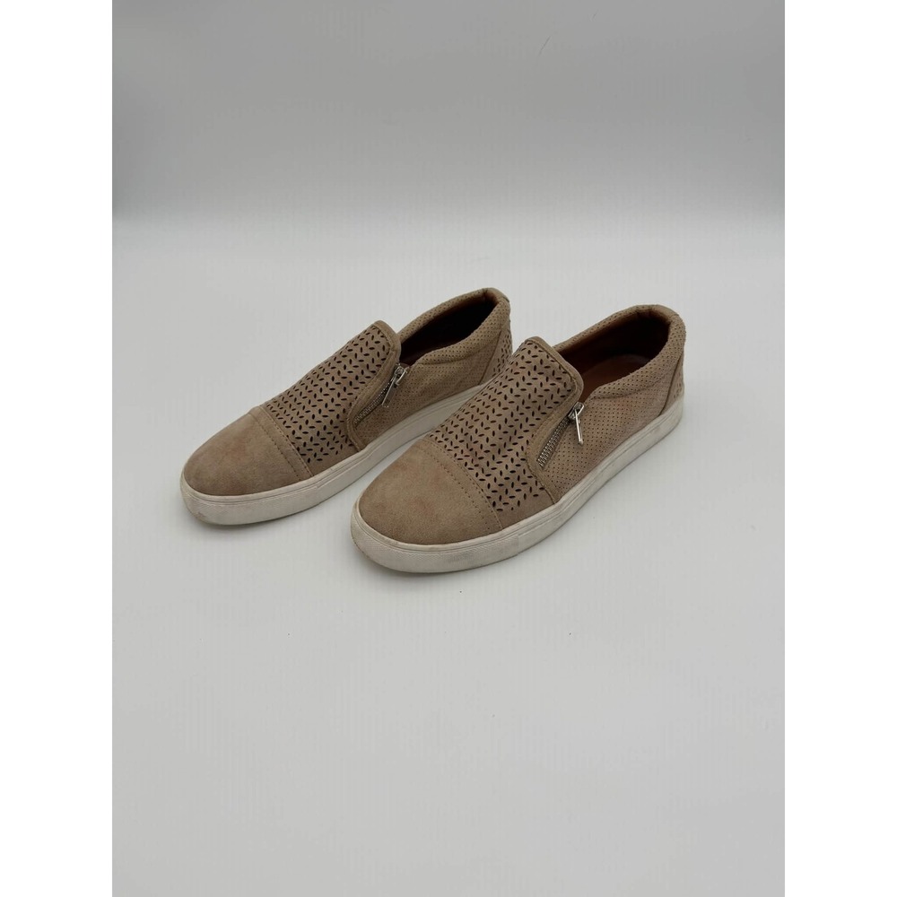 Report 9.5 Taupe Perforated Slip On Sneakers Zipper Boho Casual Comfort Fashion